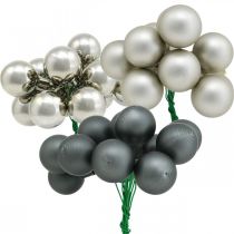 Prodotto Mini palline di Natale argento, bacche specchiate antracite Ø25mm 140 pezzi