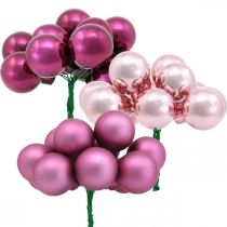 Mini pallina di Natale specchio bacca rosa bacca vetro Ø25mm 140p
