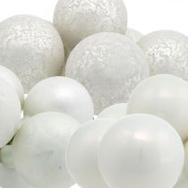 Mini palla di Natale specchio bianco bacche vetro Ø40mm mix 32pz