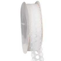 Prodotto Nastro decorativo con pizzo, in cotone, con bordo fine, in rotolo, largo 25 mm, lungo 10 m.