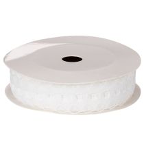 Prodotto Nastro decorativo con pizzo, in cotone, con bordo fine, in rotolo, largo 25 mm, lungo 10 m.