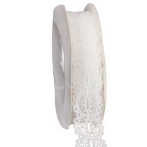 Prodotto Nastro decorativo in cotone con motivo a pizzo, in rotolo, ideale per il fai da te e la decorazione, largo 25 mm e lungo 10 m.
