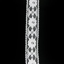 Nastro di pizzo bianco, decorazione di nozze, motivo floreale a nastro decorativo L25mm L15m