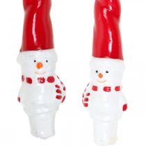 Prodotto Candela pupazzo di neve affusolata Natale rosso 26cm 2pz