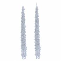 Candele coniche abete argento 30mm × 260mm 2pz