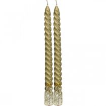 Candele coniche candele attorcigliate candele a spirale oro 24 cm 2 pezzi