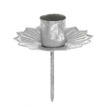 Prodotto Portacandele a punta da attaccare, decoro dell&#39;Avvento, candeliere argento, aspetto antico Ø7cm