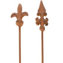 Paletto da giardino rustico decorativo a forma di lancia di giglio in stile antico per uso esterno 60 cm 2 pezzi
