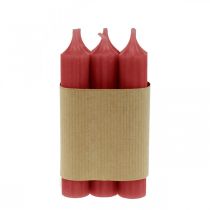 Prodotto Candela conica rossa candele in tinta unita rosso rubino 120mm/Ø21mm 6 pz