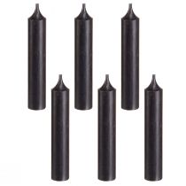 Prodotto Candele coniche corte piccole candele nere 110mm Ø21mm Mazzo da 6 pezzi