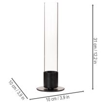 Prodotto Portacandele affusolato con cilindro in vetro. Semplice e intramontabile. 31 cm