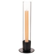 Prodotto Portacandele affusolato con cilindro in vetro. Semplice e intramontabile. 31 cm