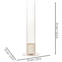 Prodotto Portacandele moderno a cono con cilindro e base in vetro, 31 cm