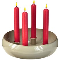 Prodotto Portacandele 4 candele ciotola metallo grigio oro 22,5cm