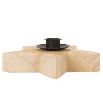 Prodotto Portacandele rustico in legno a forma di stella per candele affusolate, 16 cm