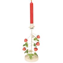 Prodotto Portacandele in metallo decorazione fragola crema rotondo H26cm