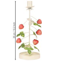 Prodotto Portacandele in metallo decorazione fragola crema rotondo H26cm