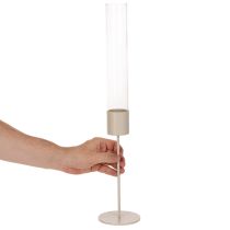 Prodotto Portacandele con cilindro in vetro su base in metallo, 50 cm