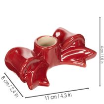 Prodotto Portacandele rossi a forma di fiocco per candele affusolate da 11 cm, 2 pezzi
