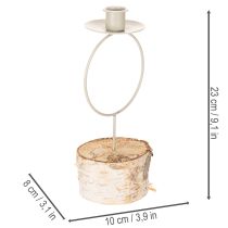 Prodotto Portacandele con base in legno di betulla e anello in metallo, 20 cm