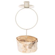 Prodotto Portacandele con base in legno di betulla e anello in metallo, 20 cm