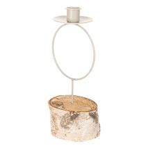 Prodotto Portacandele con base in legno di betulla e anello in metallo, 20 cm