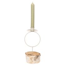 Prodotto Portacandele con base in legno di betulla e anello in metallo, 20 cm