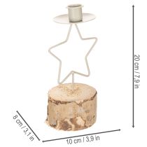 Prodotto Portacandele a forma di stella con base in legno per candela da 20 cm