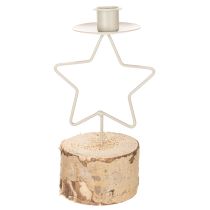 Prodotto Portacandele a forma di stella con base in legno per candela da 20 cm