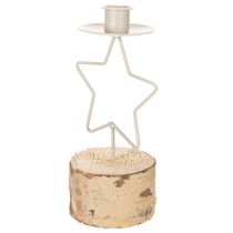 Prodotto Portacandele a forma di stella con base in legno per candela da 20 cm