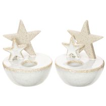 Prodotto Portacandele a forma di stella in ceramica, decorazione natalizia, 11 cm, 2 pezzi