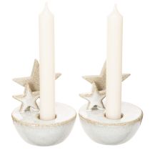 Prodotto Portacandele a forma di stella in ceramica, decorazione natalizia, 11 cm, 2 pezzi