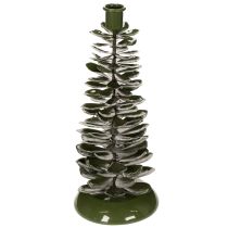 Prodotto Candelabro a forma di albero di Natale, decorazione in metallo verde, 28 cm