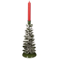 Prodotto Candelabro a forma di albero di Natale, decorazione in metallo verde, 28 cm