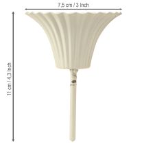 Prodotto Portacandele con punta a forma di fiore, color crema, 11 cm, 4 pezzi