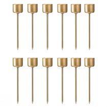 Prodotto Portacandele a bastone per inserimento oro opaco Ø22mm H10,5cm 12 pezzi
