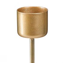 Prodotto Portacandele a bastone per inserimento oro opaco Ø22mm H10,5cm 12 pezzi