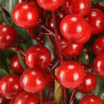 Prodotto Ramo di agrifoglio natalizio con bacche di Ilex artificiale 45cm 6 pezzi