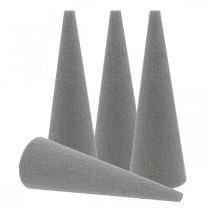 Cono in schiuma floreale OASIS® SEC grigio, schiuma secca H24cm Ø8cm 6 pezzi