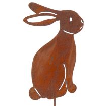 Prodotto Paletto da giardino coniglio per decorazione pasquale con finitura ruggine in stile country 60 cm 4 pezzi