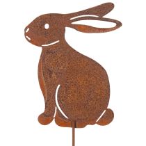 Prodotto Paletto da giardino coniglio per decorazione pasquale con finitura ruggine in stile country 60 cm 4 pezzi