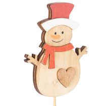 Prodotto Paletti di legno a forma di pupazzo di neve per decorazioni floreali natalizie, 31 cm, 12 pezzi
