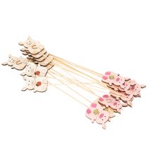Prodotto Decorazione floreale a forma di maialino, in legno, 31 cm, 16 pezzi