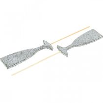 Prodotto Decorazione di Capodanno bicchieri da champagne tappi per fiori in argento 9 cm 18 pz