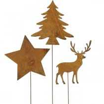 Paletto da giardino patina cervo decoro stella abete H14/20 3pz