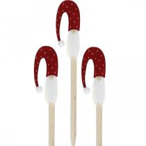 Gnomo di Natale, gnomo da giardino, decorazione natalizia in legno L51cm 3pz