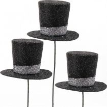 Capodanno decorazione cilindro cappello deco plug glitter 5 cm 12 pezzi