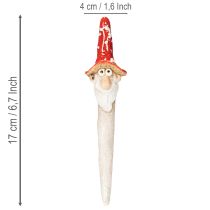 Prodotto Statuetta di nano da incollare, con lunga barba e cappello a fungo, decorazione, 17 cm, 2 pezzi