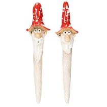 Prodotto Statuetta di nano da incollare, con lunga barba e cappello a fungo, decorazione, 17 cm, 2 pezzi