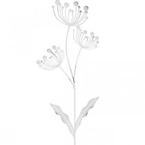 Decorazione primaverile, deco plug fiore shabby chic bianco, argento L87cm L18cm